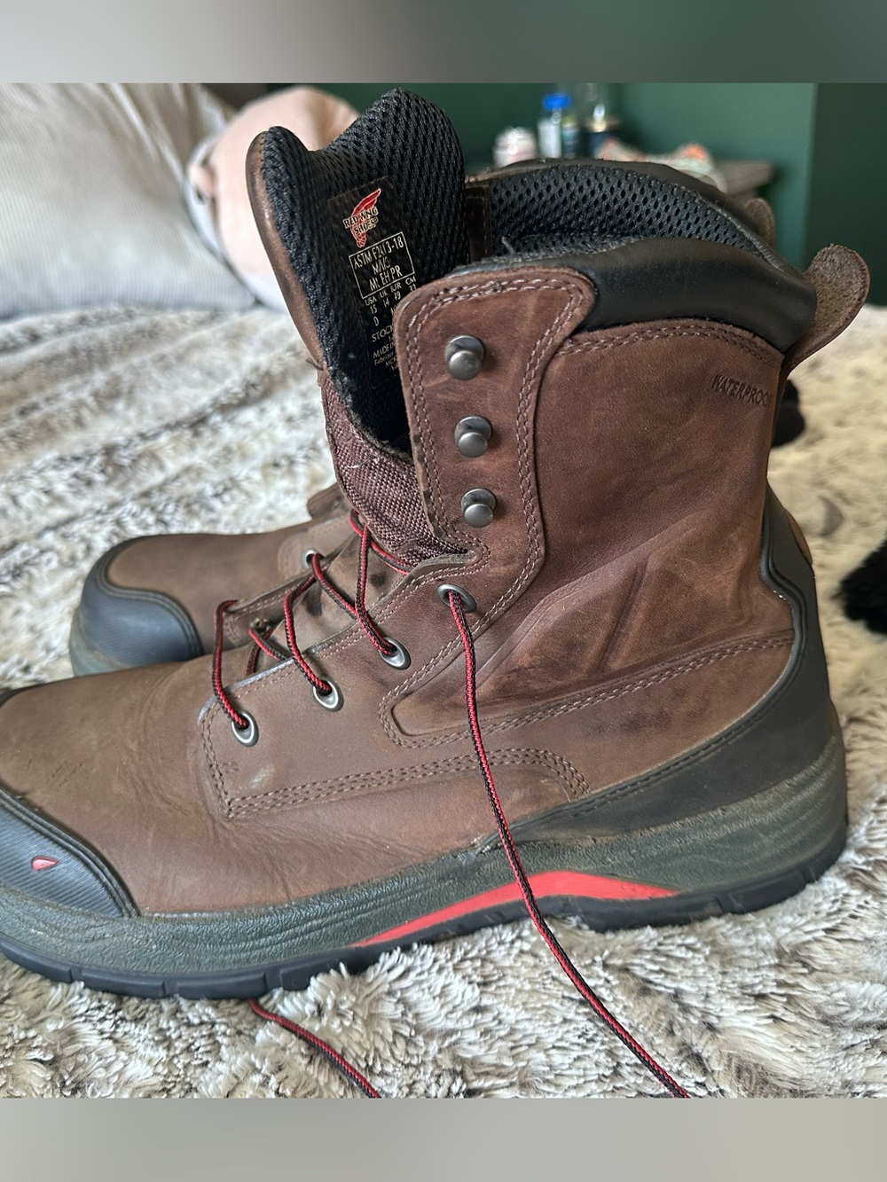 Men's Brown Waterproof Red Wing Steel Toe work boots